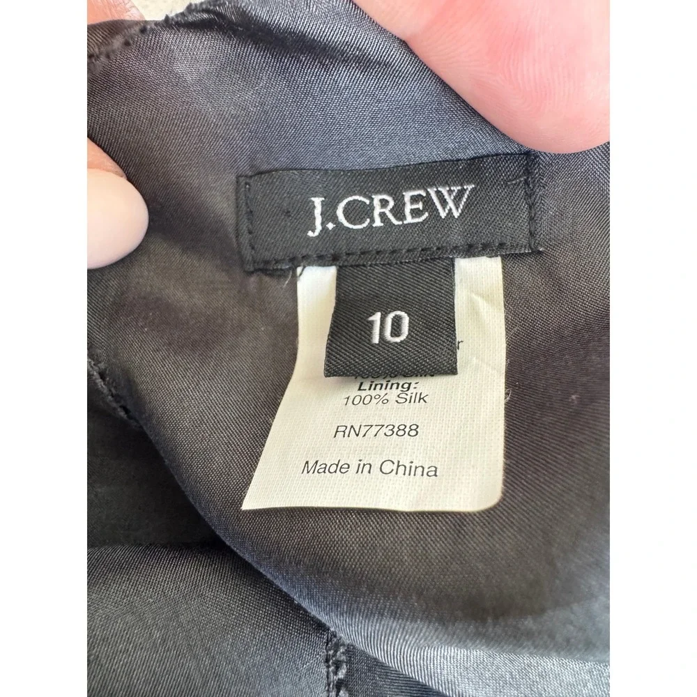 J. Crew Florette Black 100% Silk Rosette Mesh Sleeveless Cocktail Dress Women 10